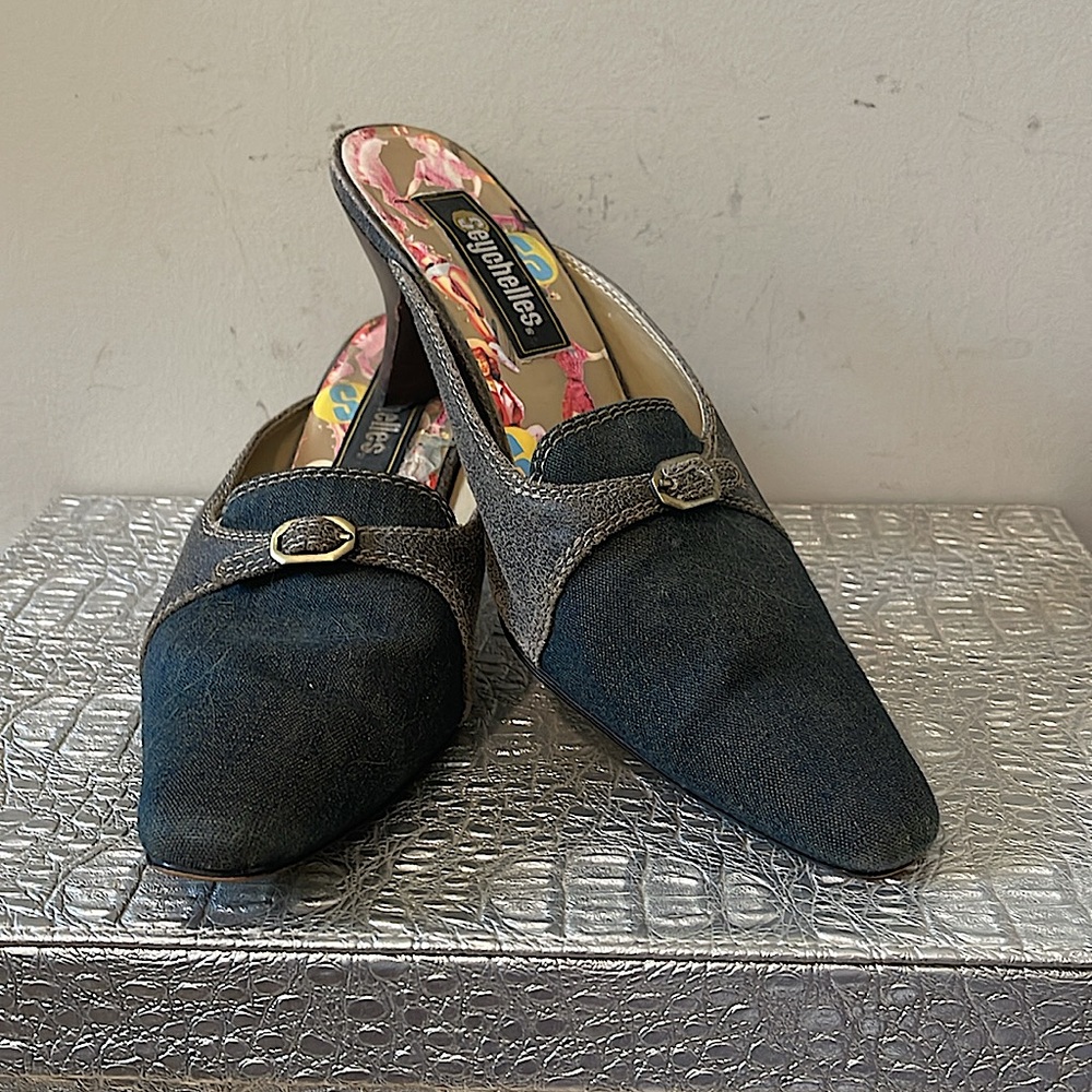 Seychelles Blue Denim Heels, Size 7